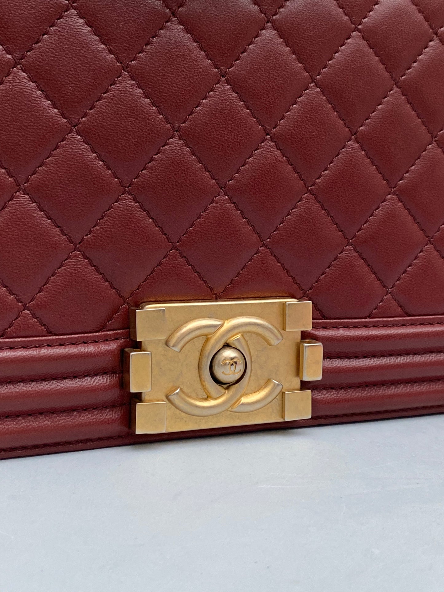 Chanel Burgundy Boy Bag GHW