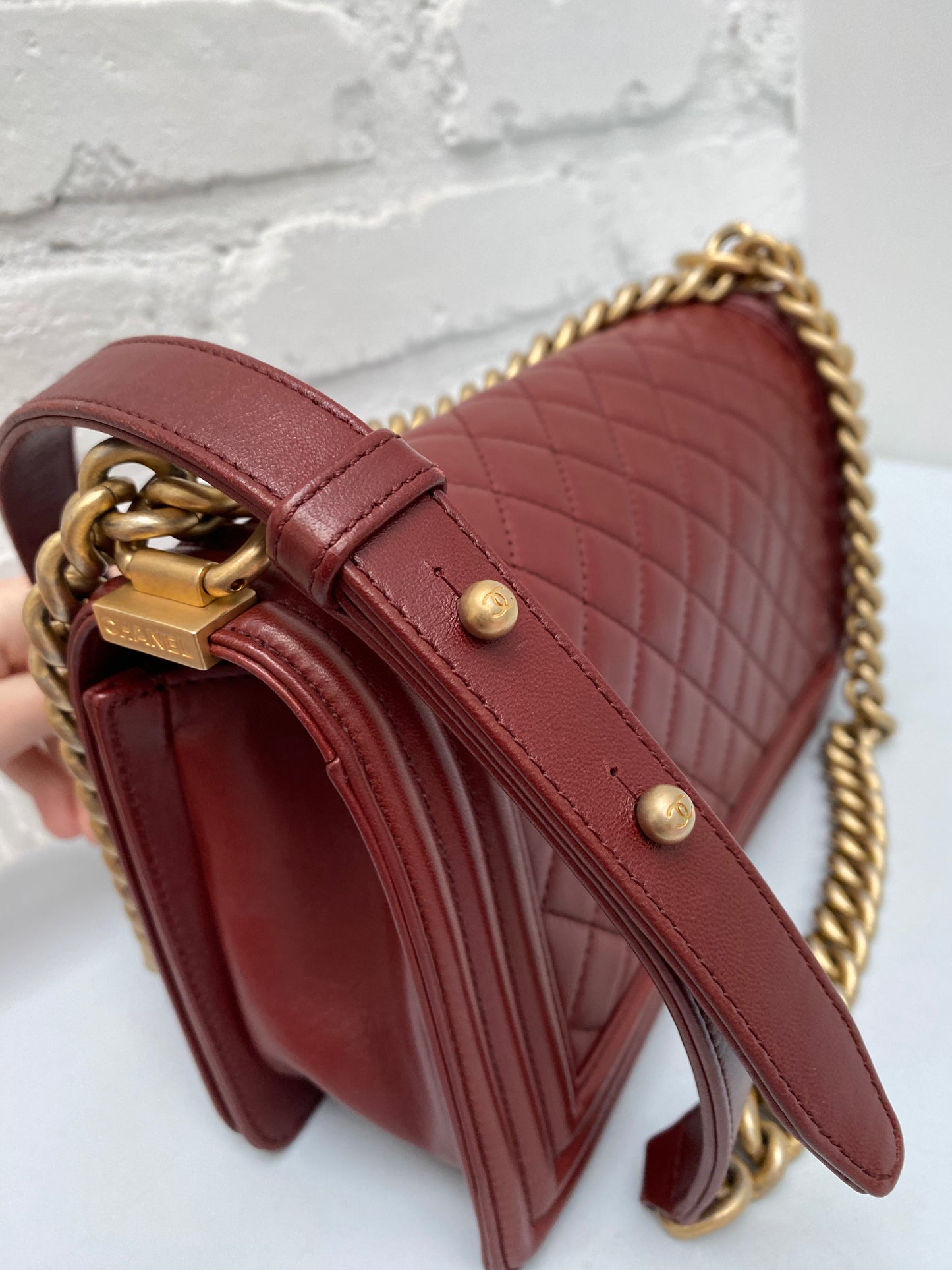 Chanel Burgundy Boy Bag GHW
