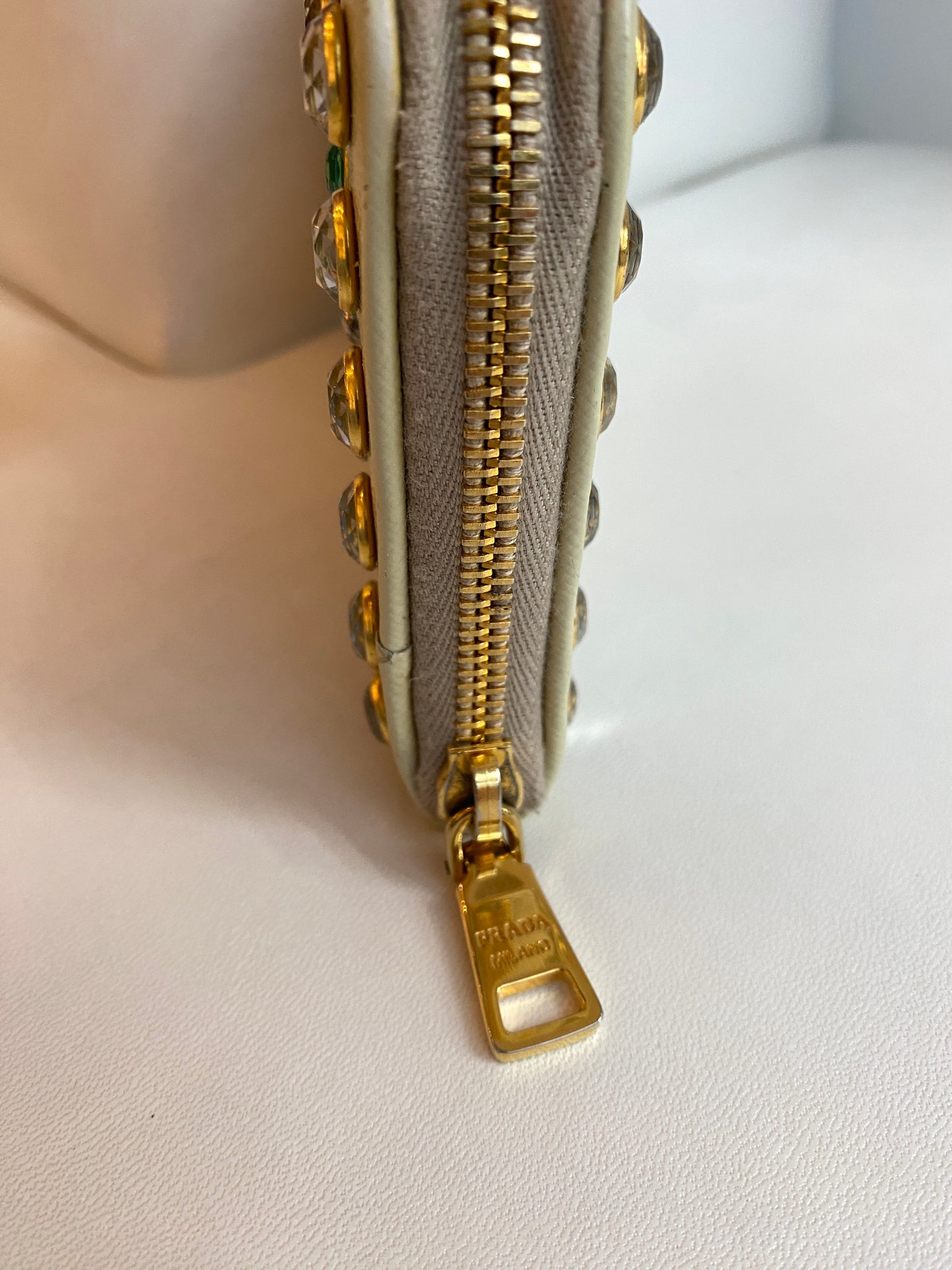 Prada Bejeweled Pale Green Wallet