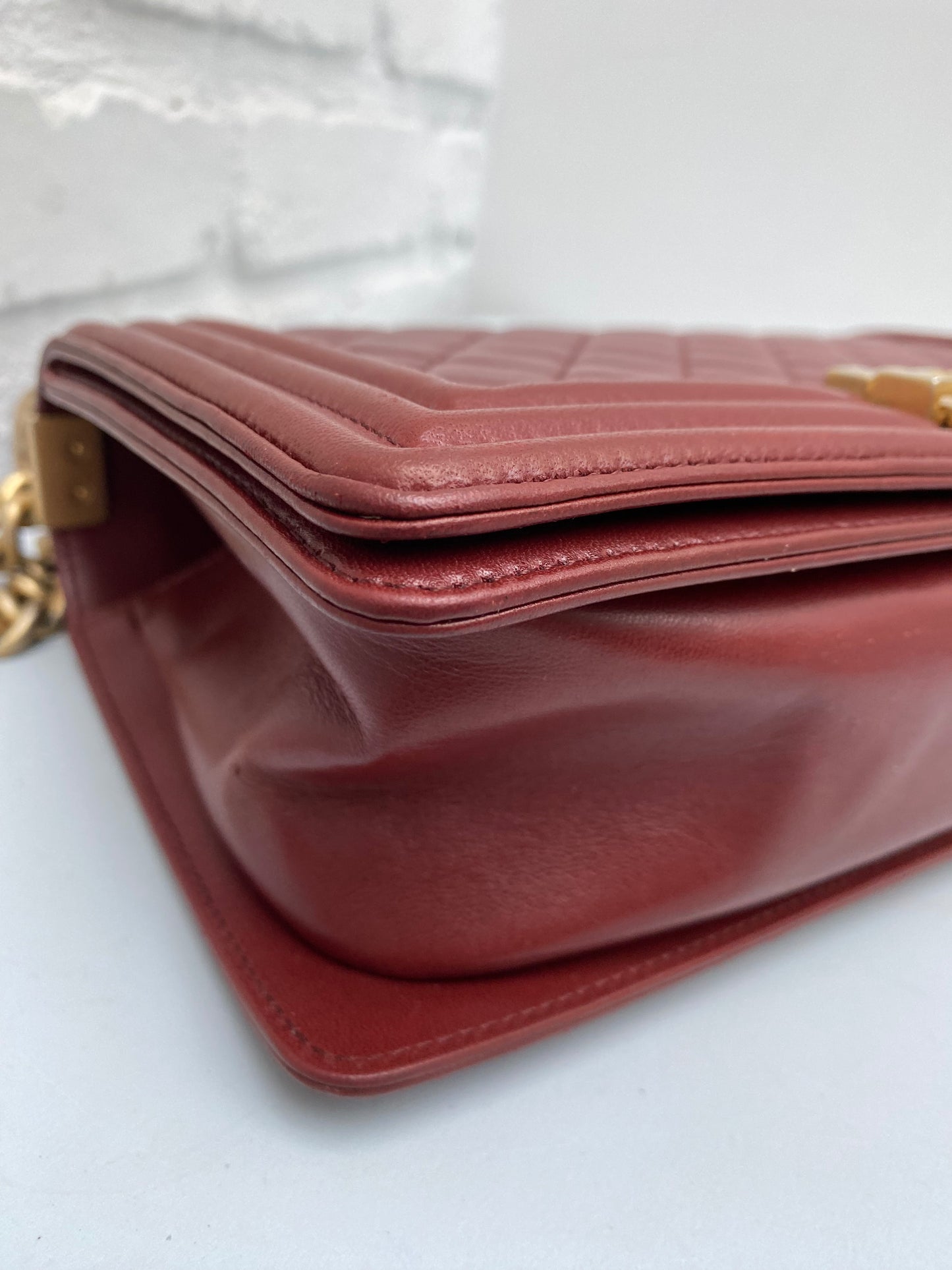 Chanel Burgundy Boy Bag GHW
