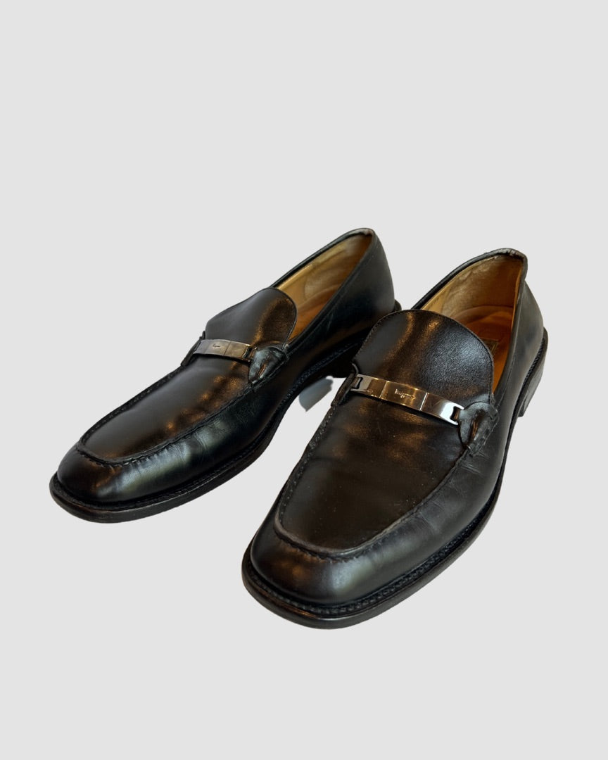 Salvatore Ferragamo Black Leather Loafers, 11.5