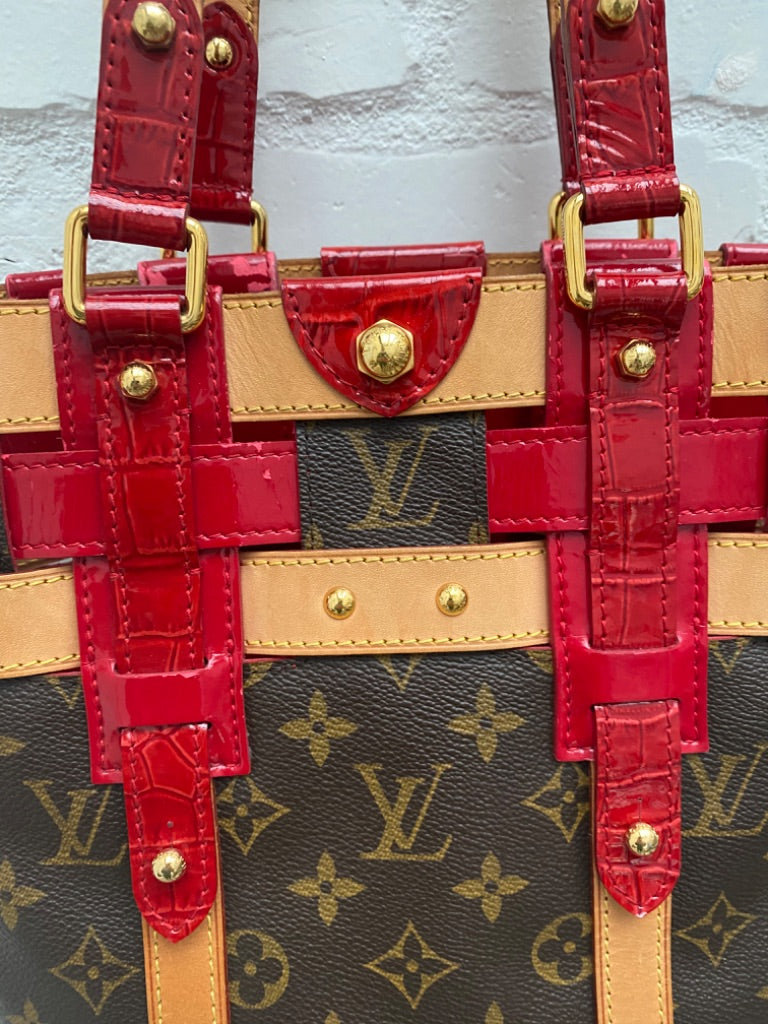 Louis Vuitton Red Leather Monogram Bucket Bag