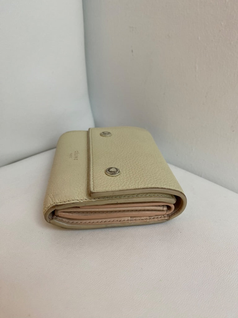 Celine Cream Trifold Wallet Two Toned Cream