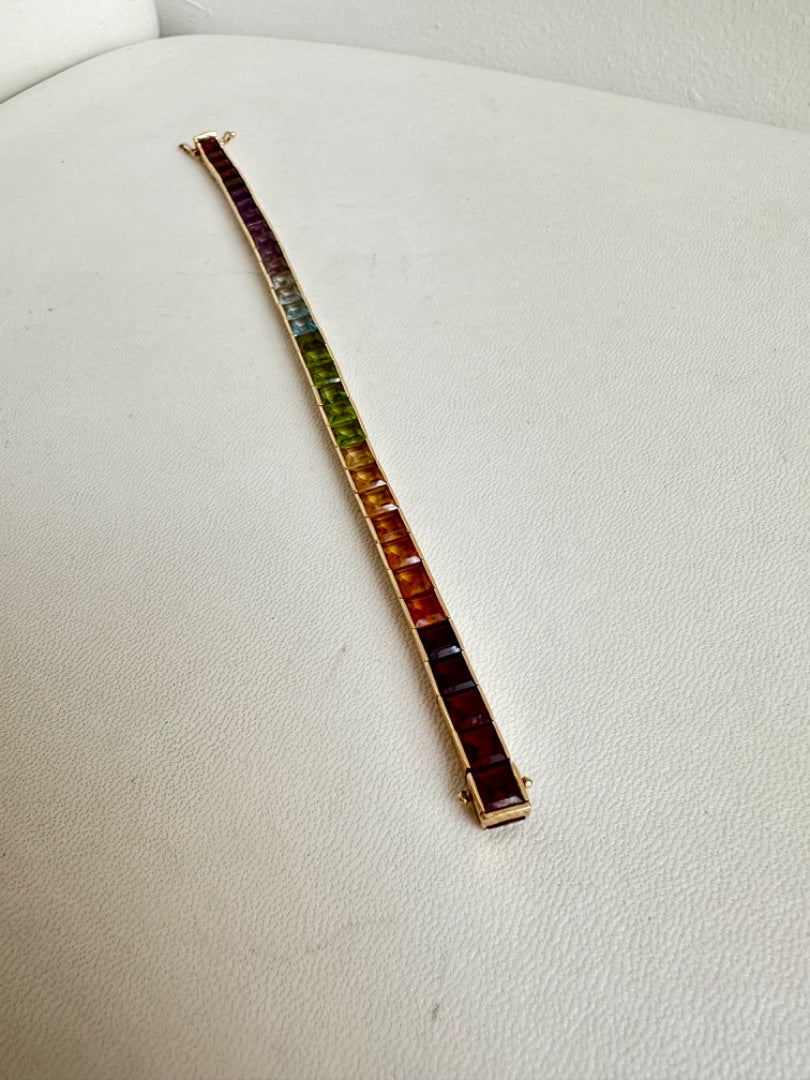 Rainbow Gemstone 14k Gold Bracelet