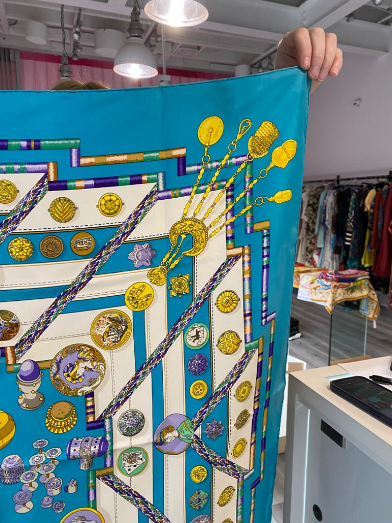 Hermes Blue Portrait Scarf