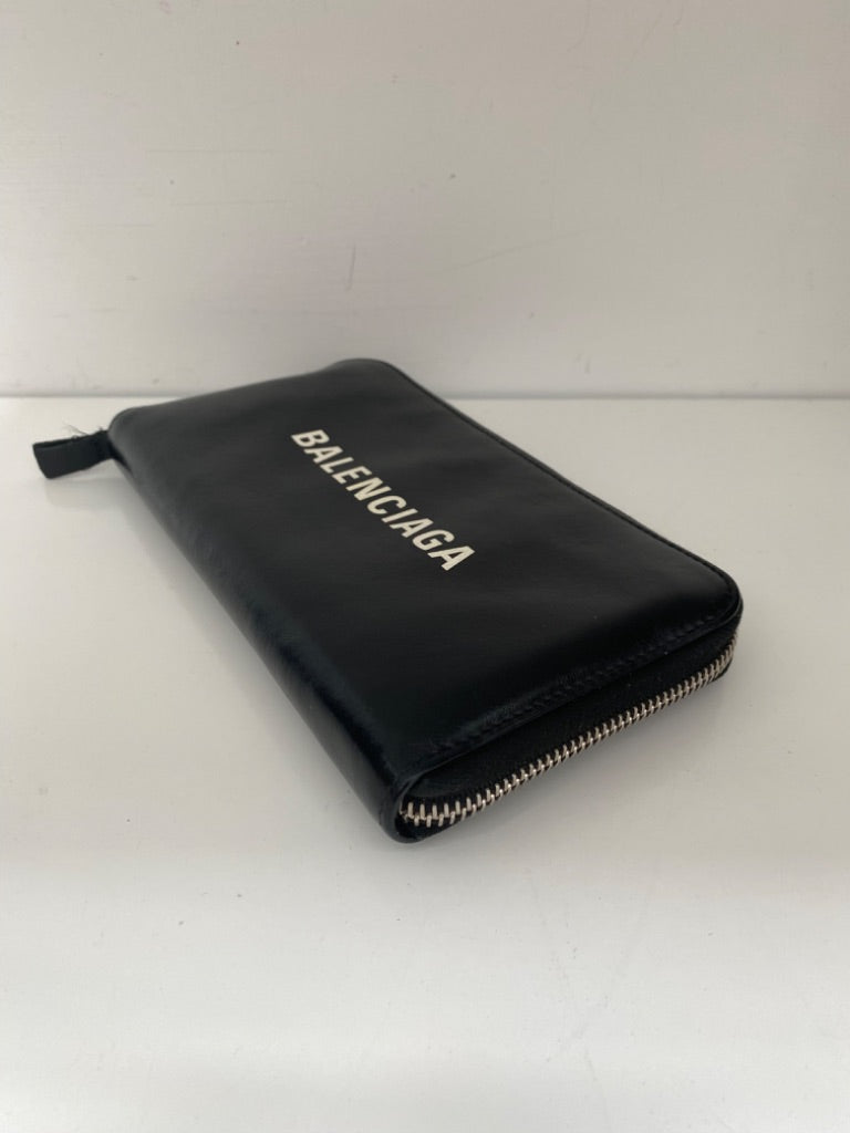 Black Balenciaga Logo Wallet