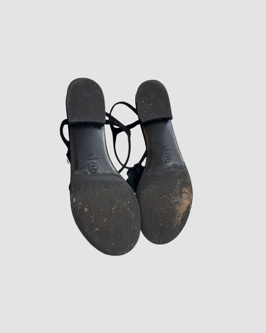 Chanel Camellia Suede Sandals