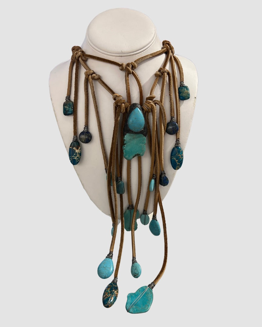 Turquoise Leather Necklace