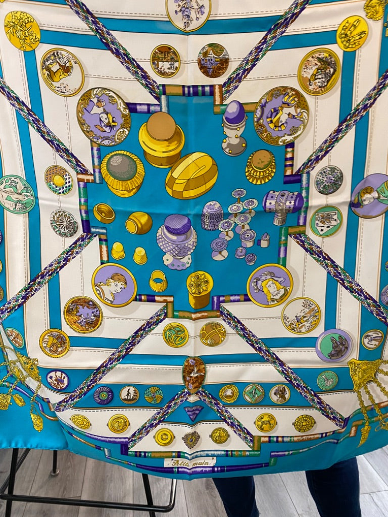 Hermes Blue Portrait Scarf