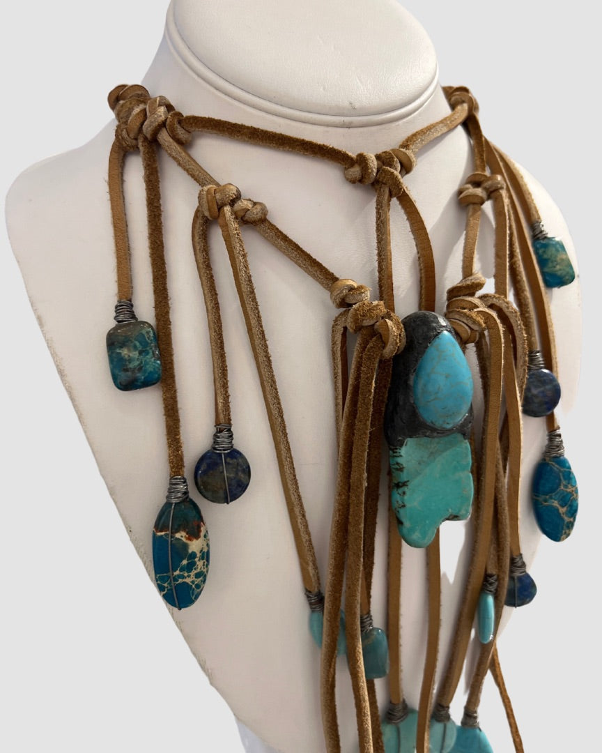Turquoise Leather Necklace