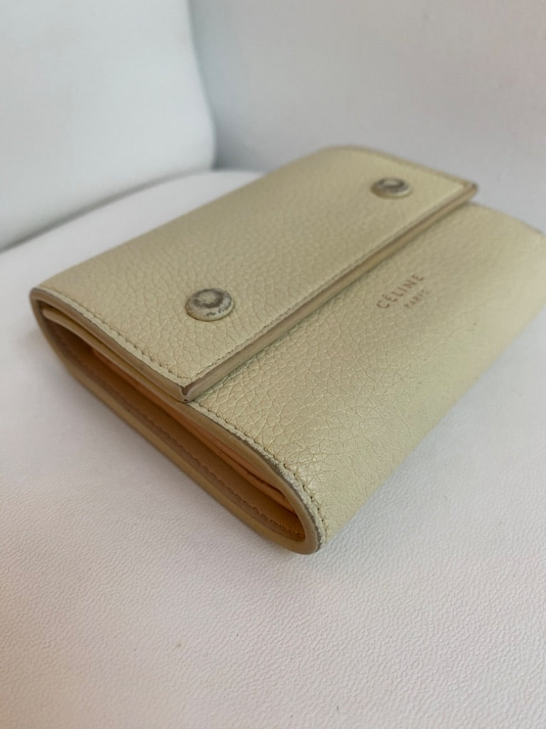Celine Cream Trifold Wallet Two Toned Cream
