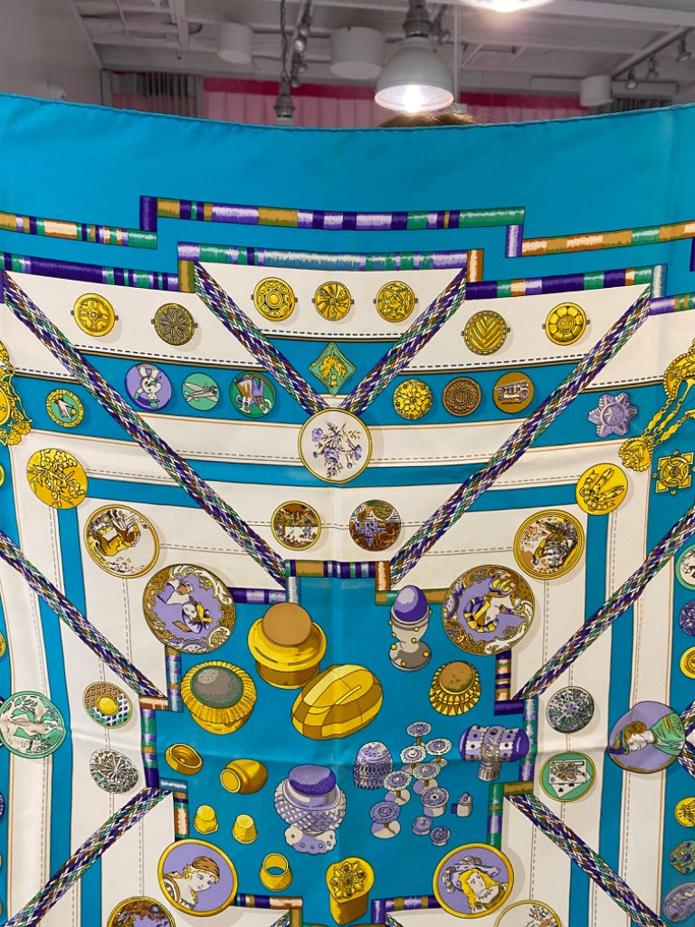 Hermes Blue Portrait Scarf