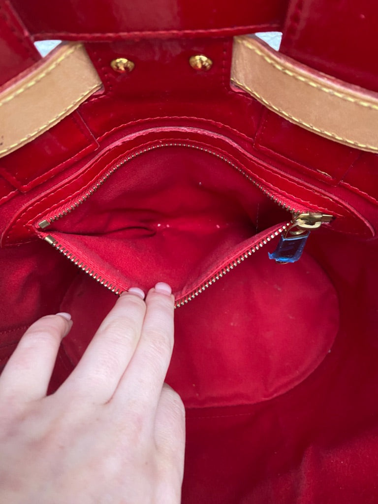 Louis Vuitton Red Leather Monogram Bucket Bag
