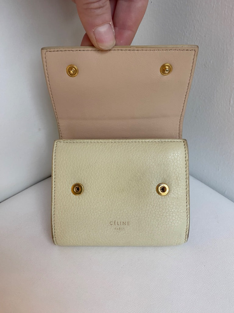 Celine Cream Trifold Wallet Two Toned Cream