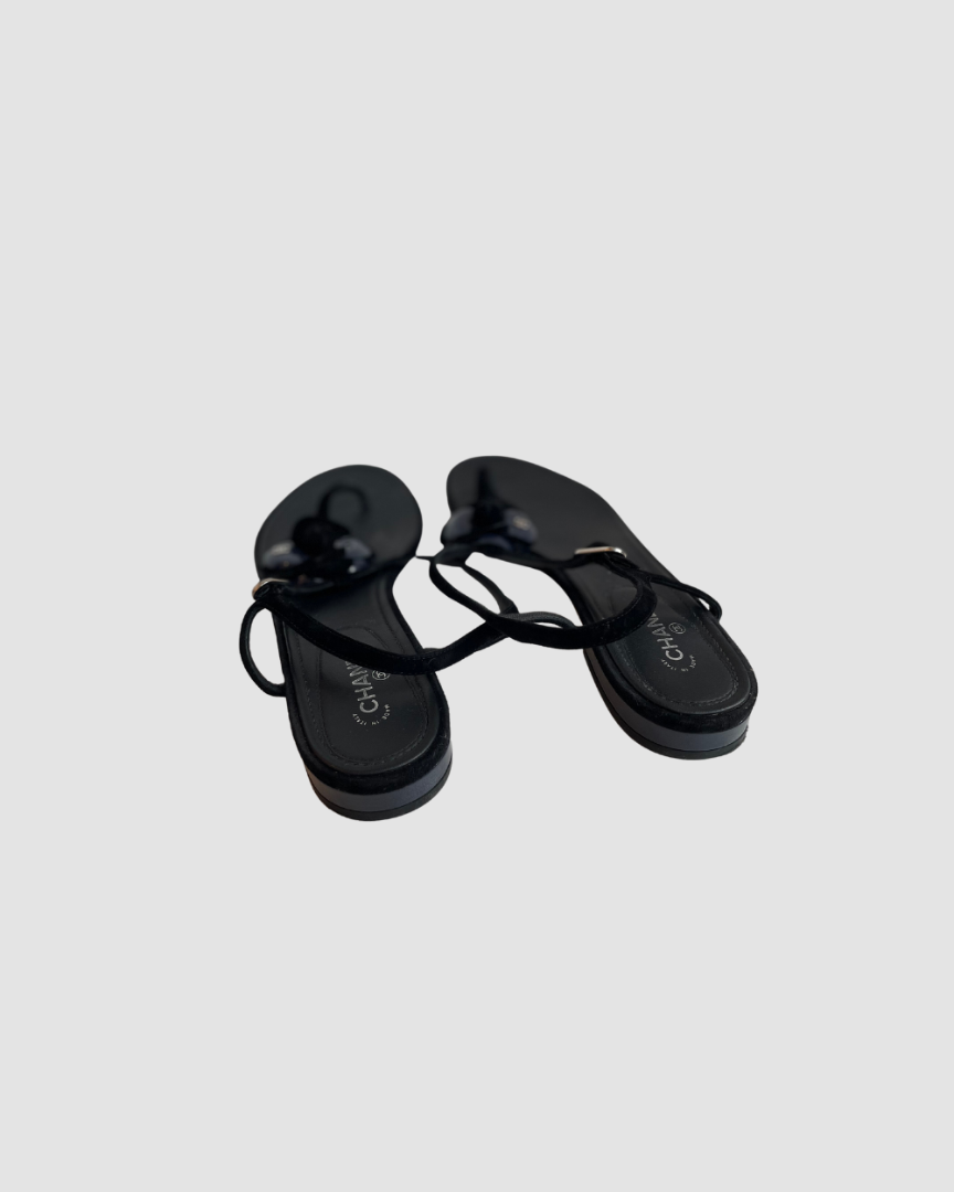 Chanel Camellia Suede Sandals