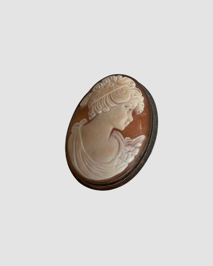 Antique Sterling Silver Cameo Brooch and Pendant