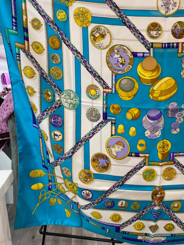 Hermes Blue Portrait Scarf