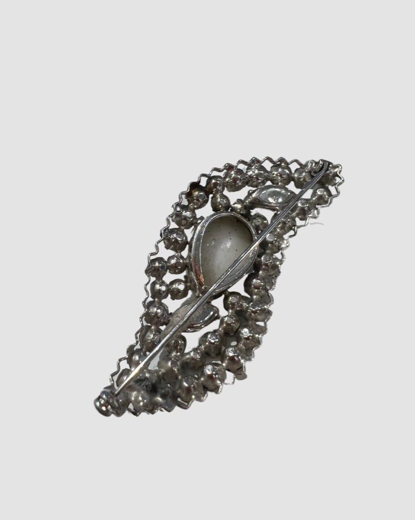 Vintage Crystal Enamel Wave Brooch