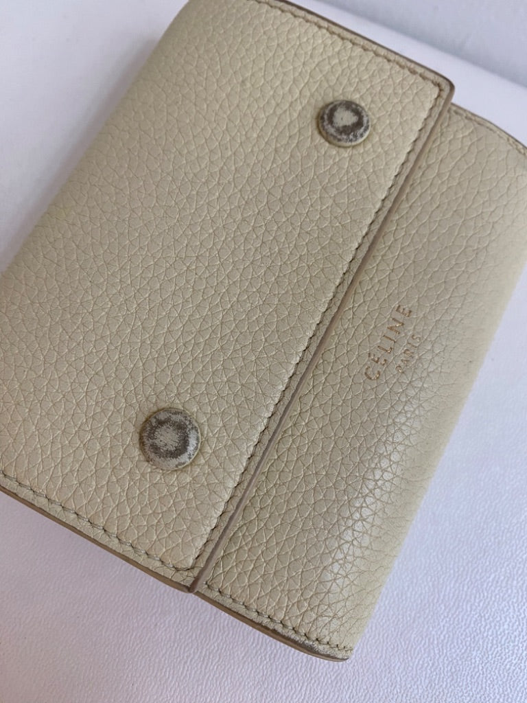 Celine Cream Trifold Wallet Two Toned Cream