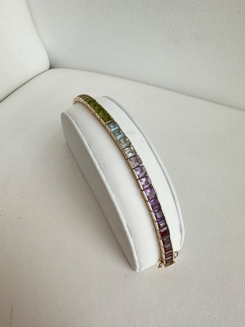Rainbow Gemstone 14k Gold Bracelet