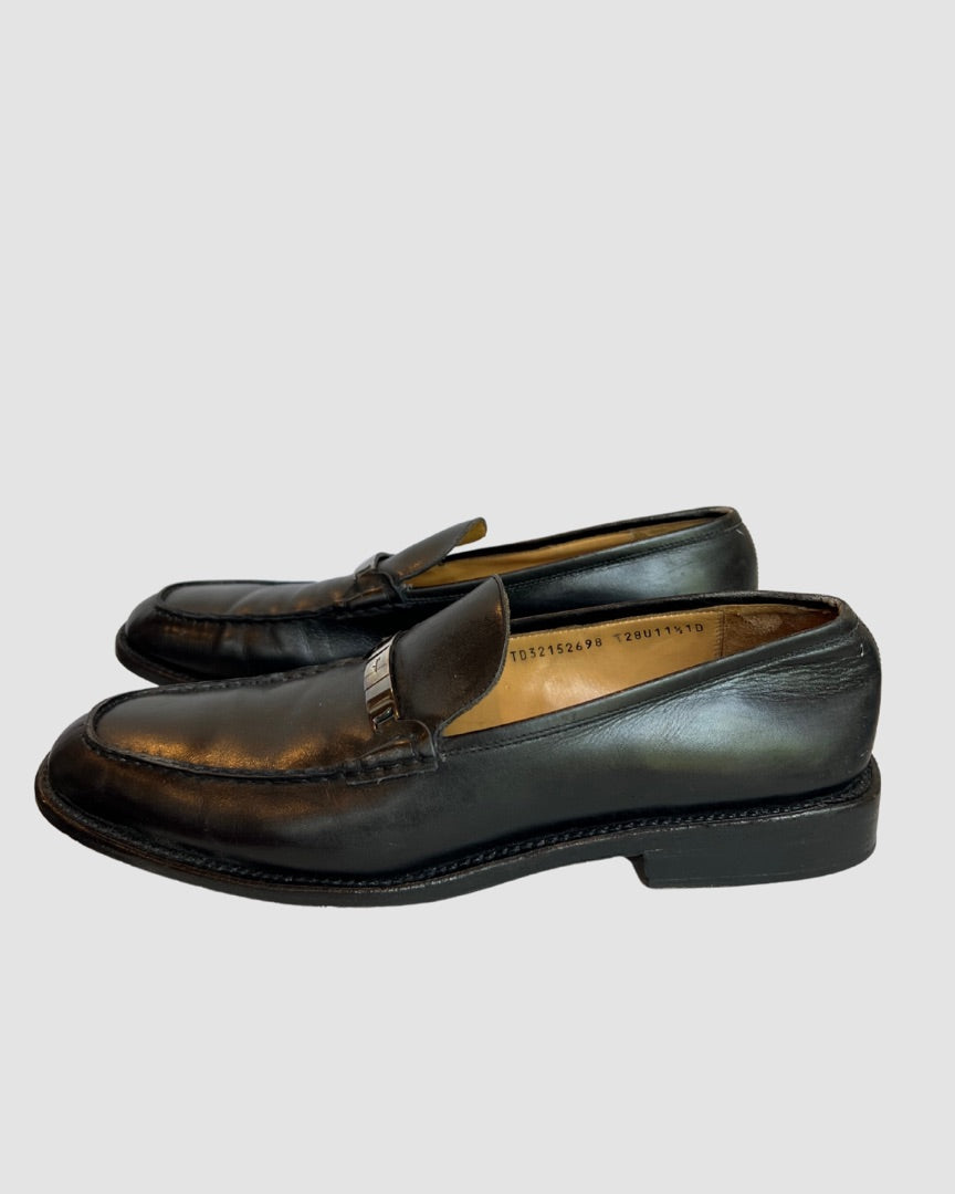 Salvatore Ferragamo Black Leather Loafers, 11.5