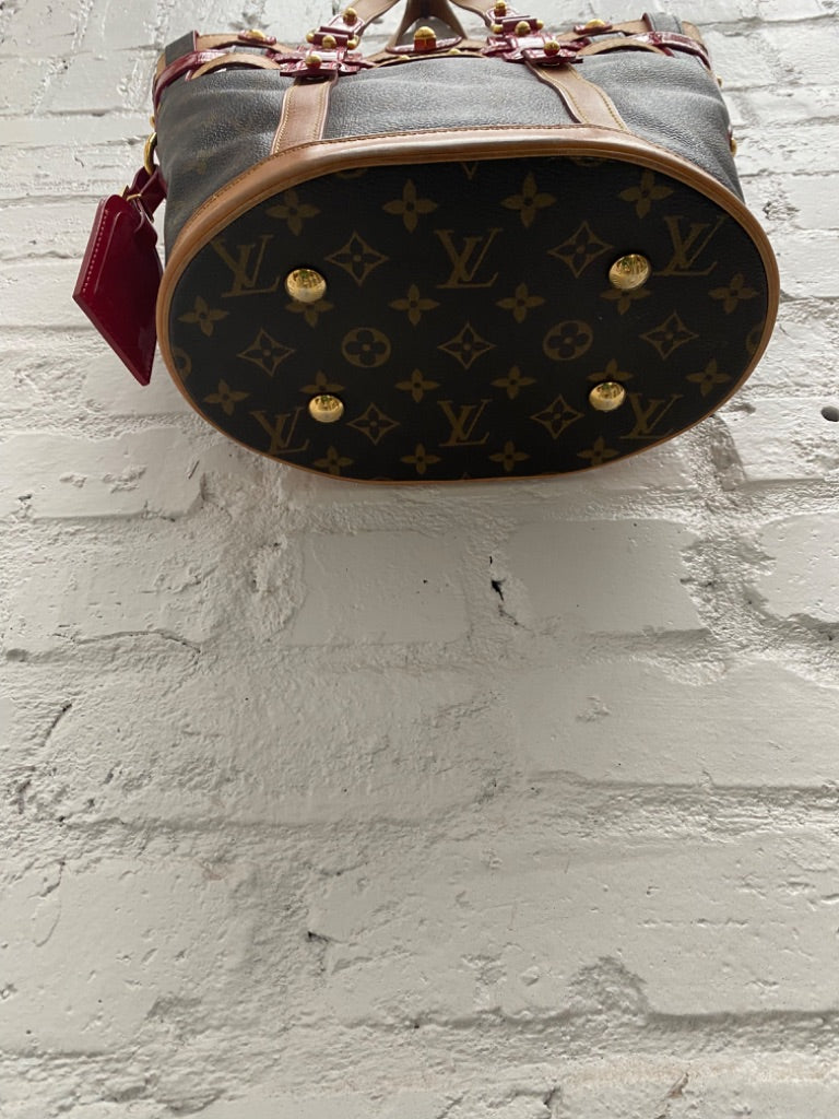 Louis Vuitton Red Leather Monogram Bucket Bag