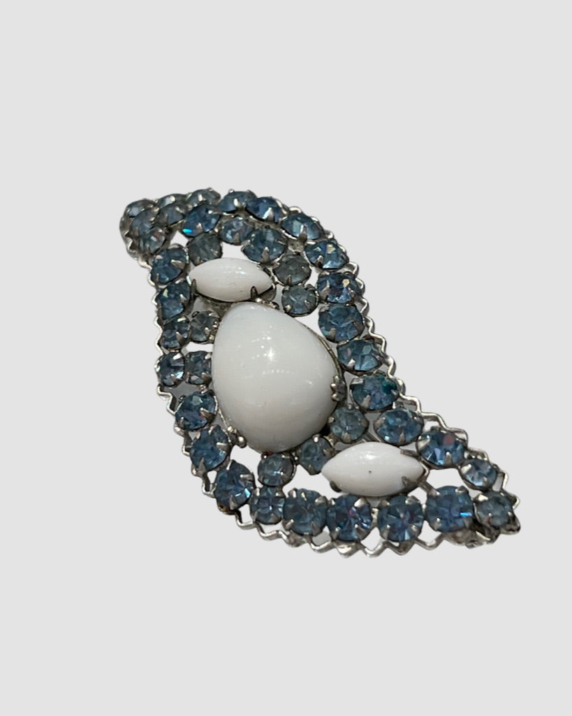 Vintage Crystal Enamel Wave Brooch
