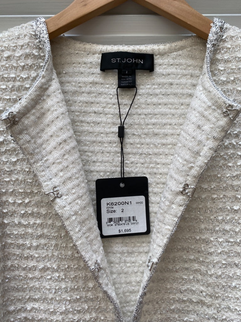 St. John White Sequin Sweater, Sz 2