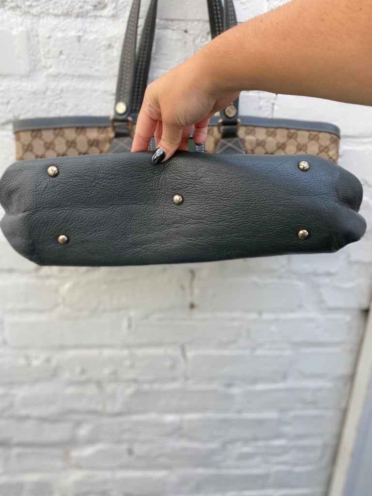 Gucci Webb Tote with Grey Leather Trim