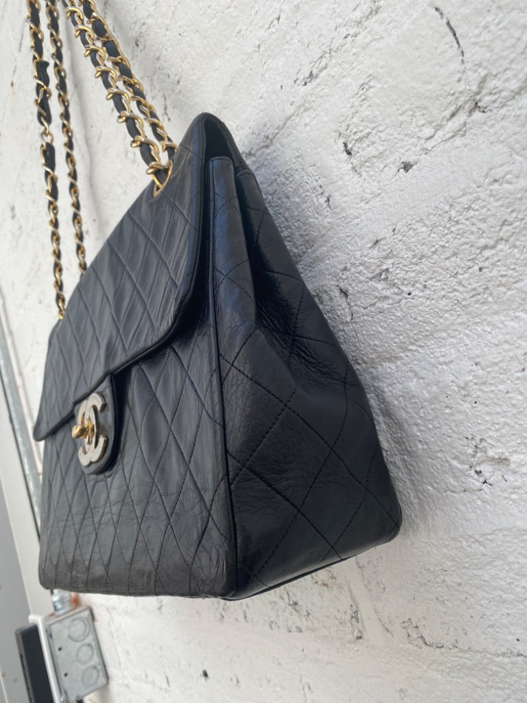 Chanel Vintage Black Lambskin Maxi