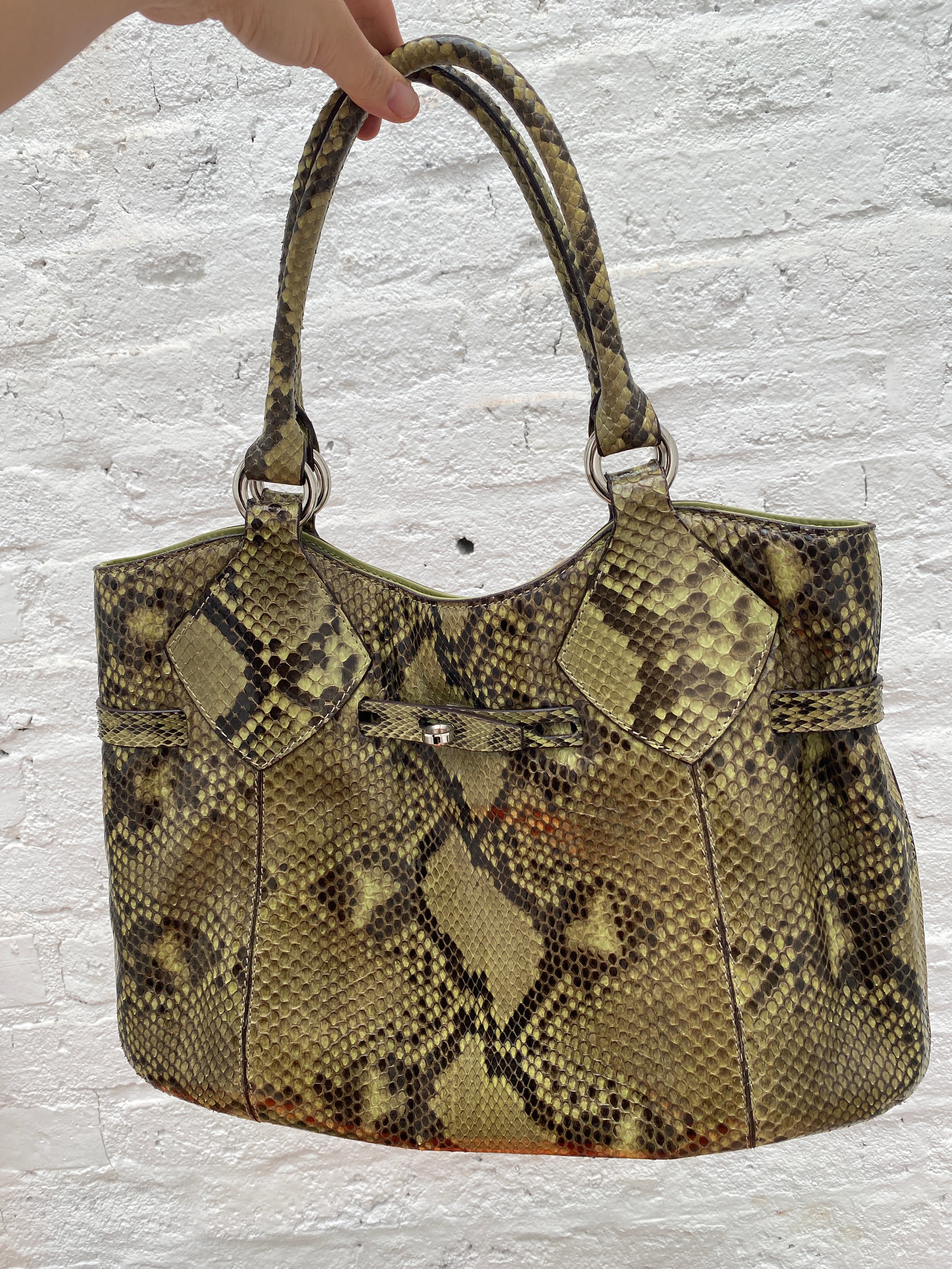  Korean made python leather snakeskin women tote bag