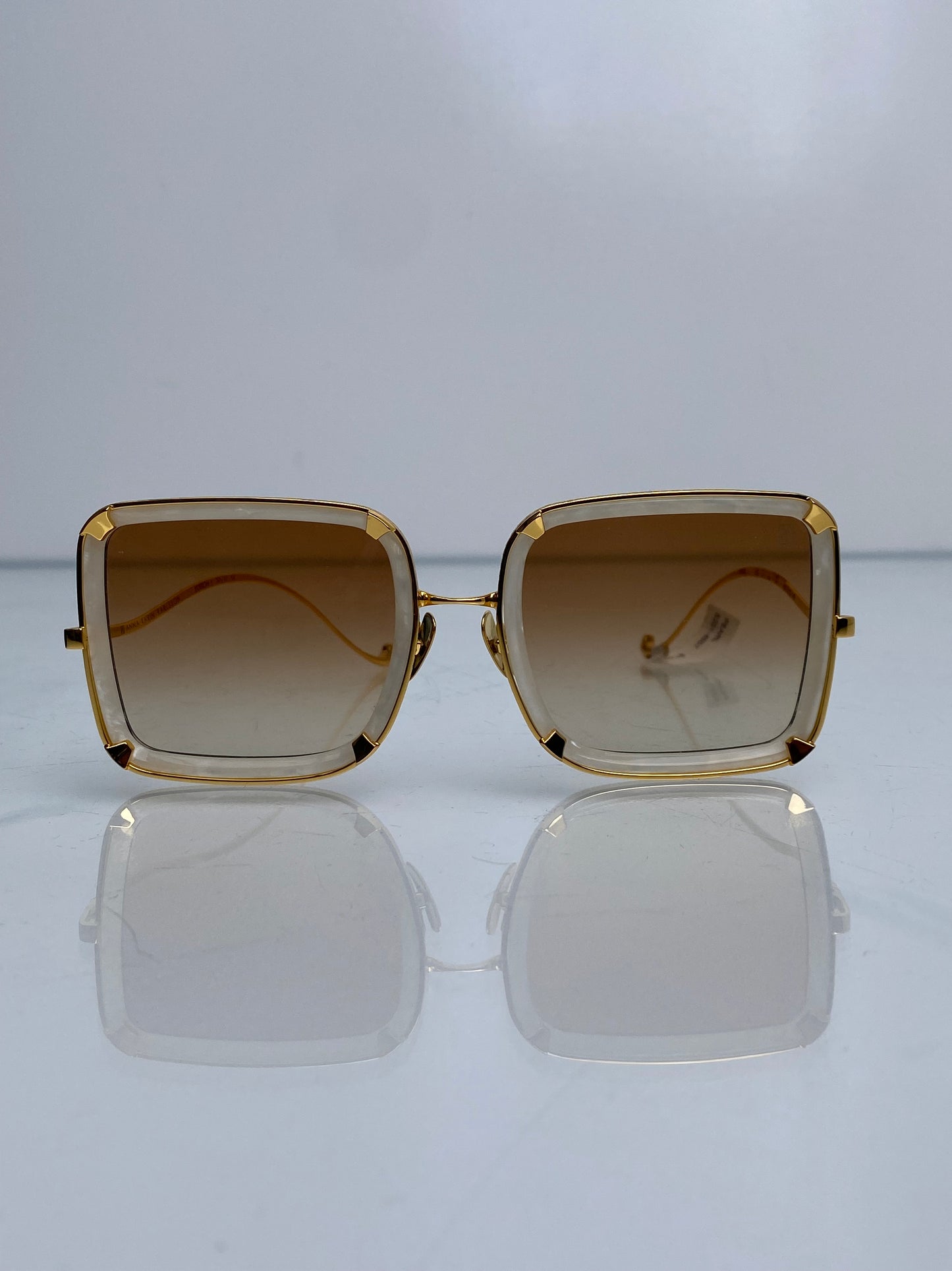 Anna Kara Karlsson White Moon Mixed-Media Square Sunglasses