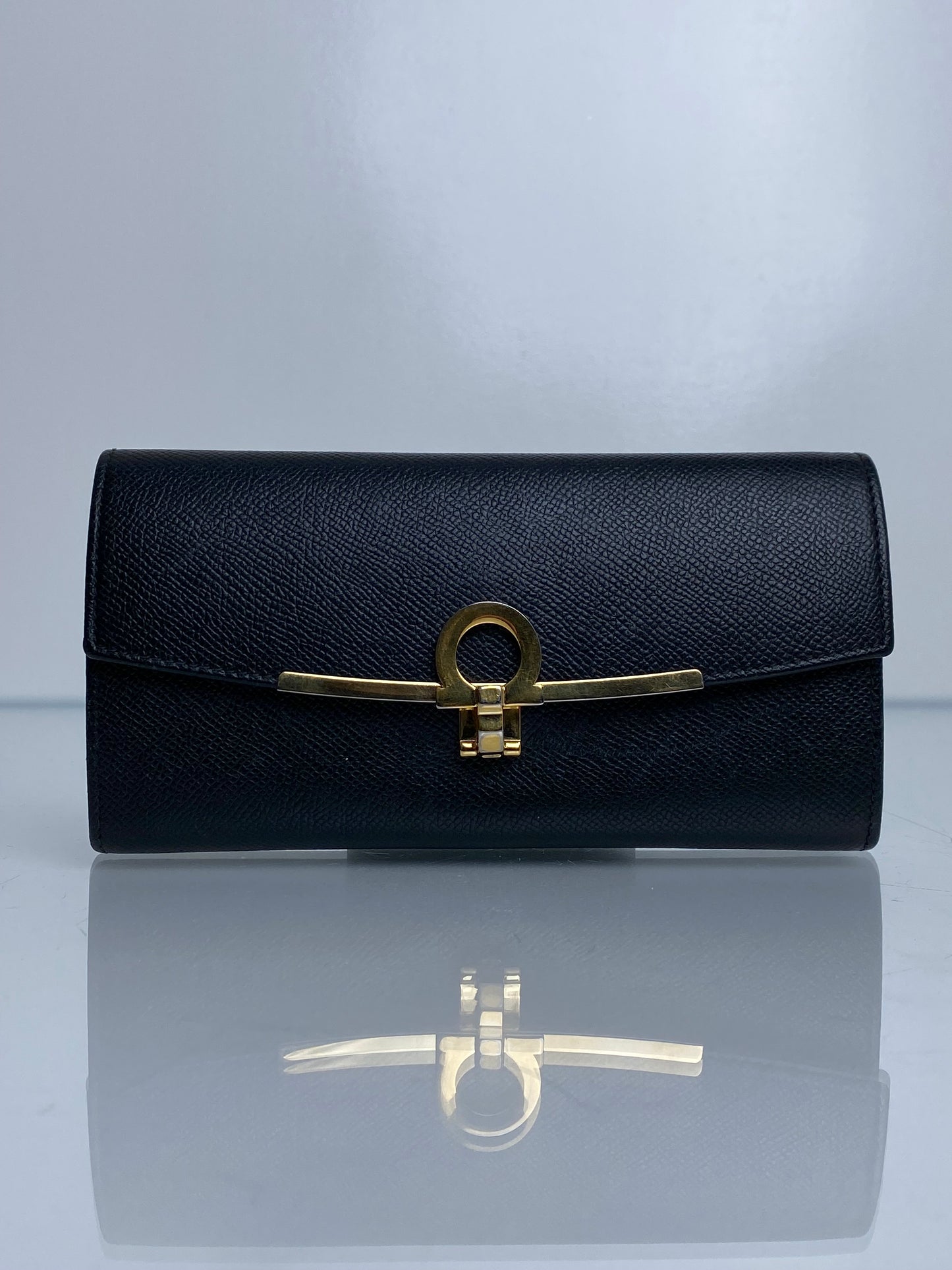 Salvatore Ferragamo Black Logo Wallet GHW