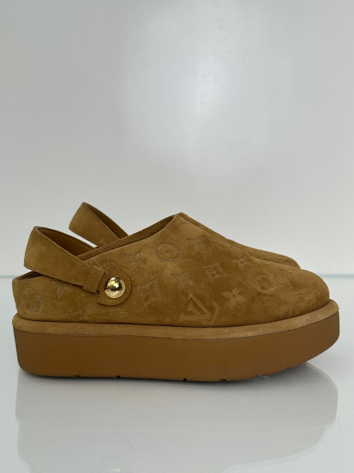Louis Vuitton Chestnut Aspen Platform Clogs, 39