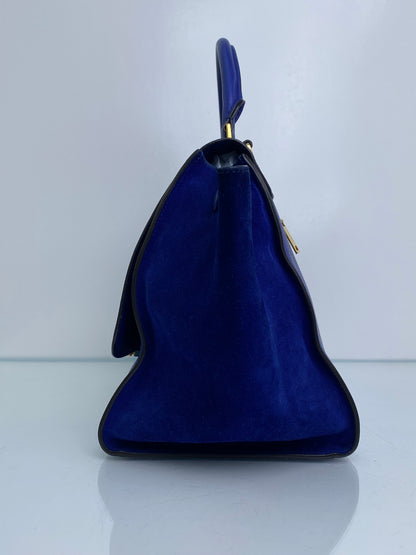 Celine Royal Blue Calfskin Leather Medium Trapeze Bag GHW