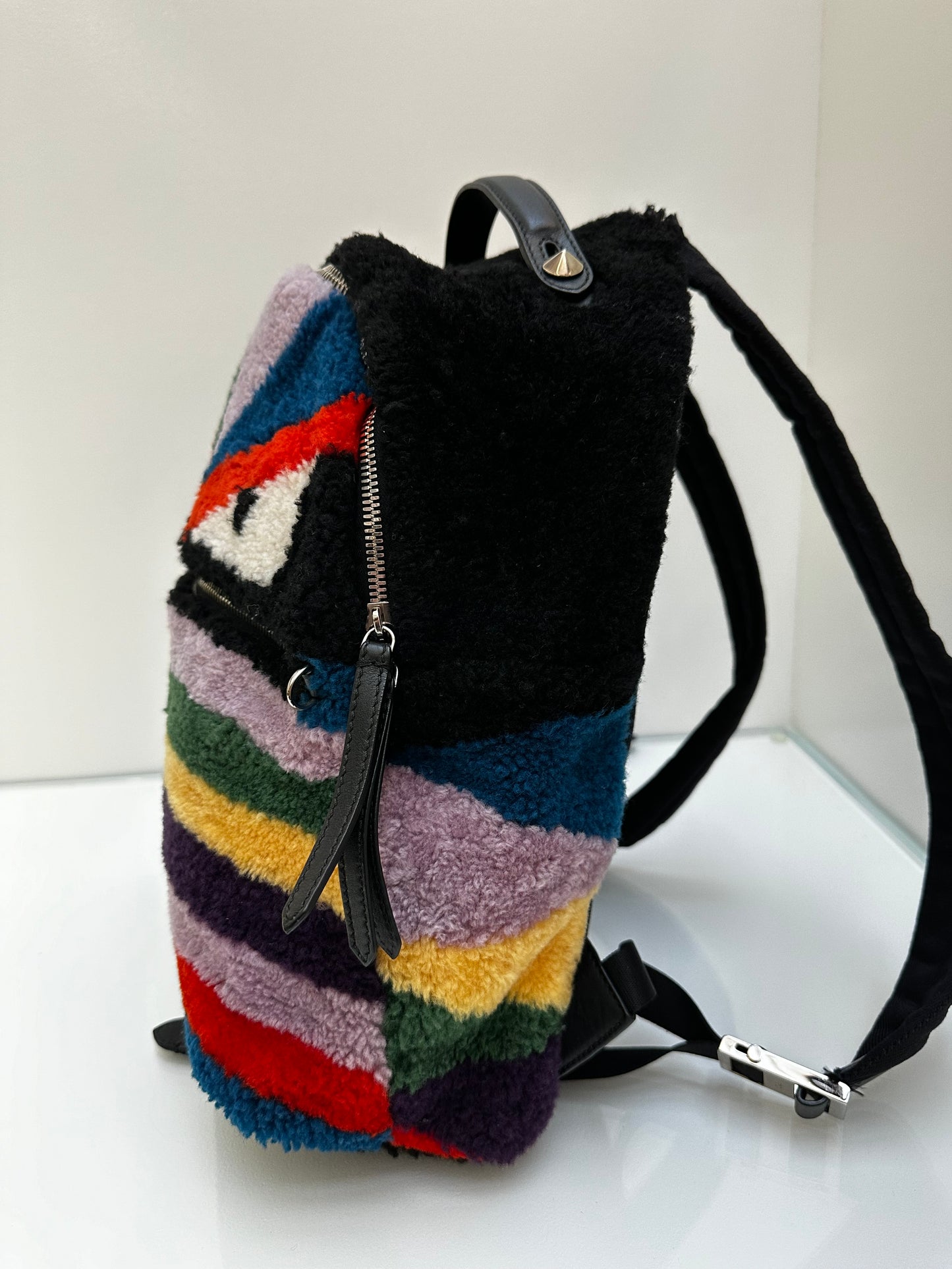 Fendi Shearling Multicolor Monster Backpack