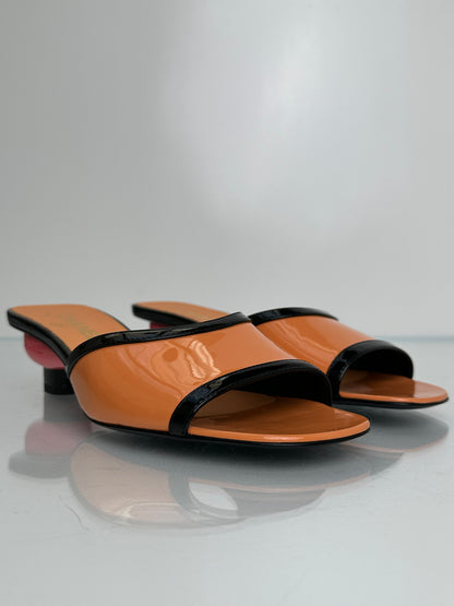 Chanel Orange & Pink Patent Kitten Heels, 39