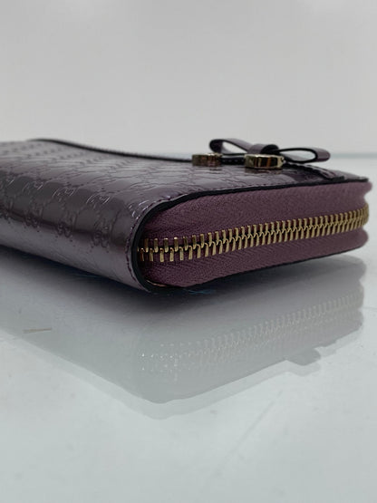 Gucci Purple Metallic Zip Wallet GHW