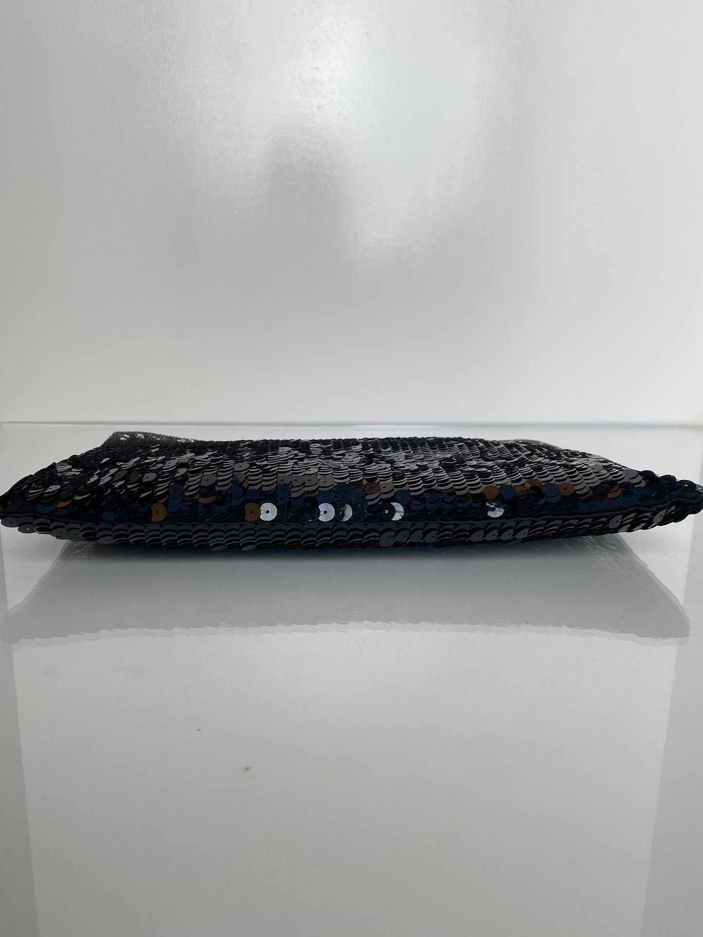 Prada Black & Silver Ombré Sequin Clutch GHW