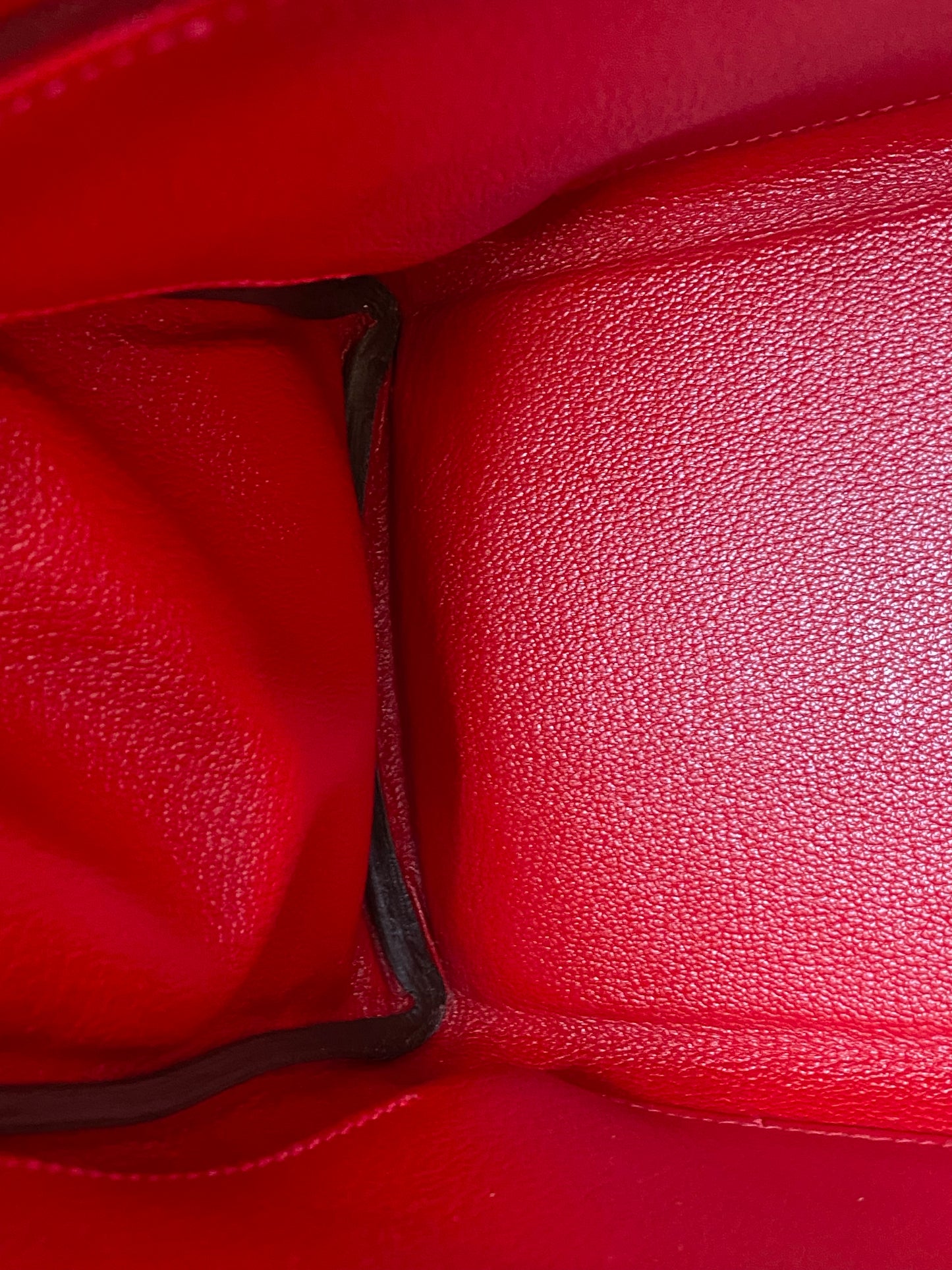 Hermes Kelly 32 Rouge Casaque Togo Retourne PHW w / Canvas Strap #P