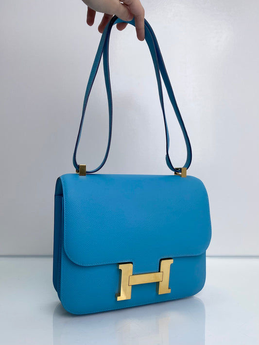 Hermes Constance 24 Bleu Celeste Epsom GHW #C
