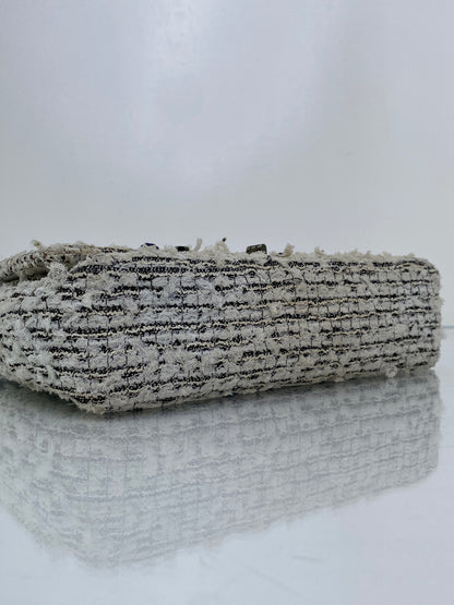 Chanel White, Black, & Navy Tweed 255 Reissue Garden Party Medium Flap Bag RHW #14