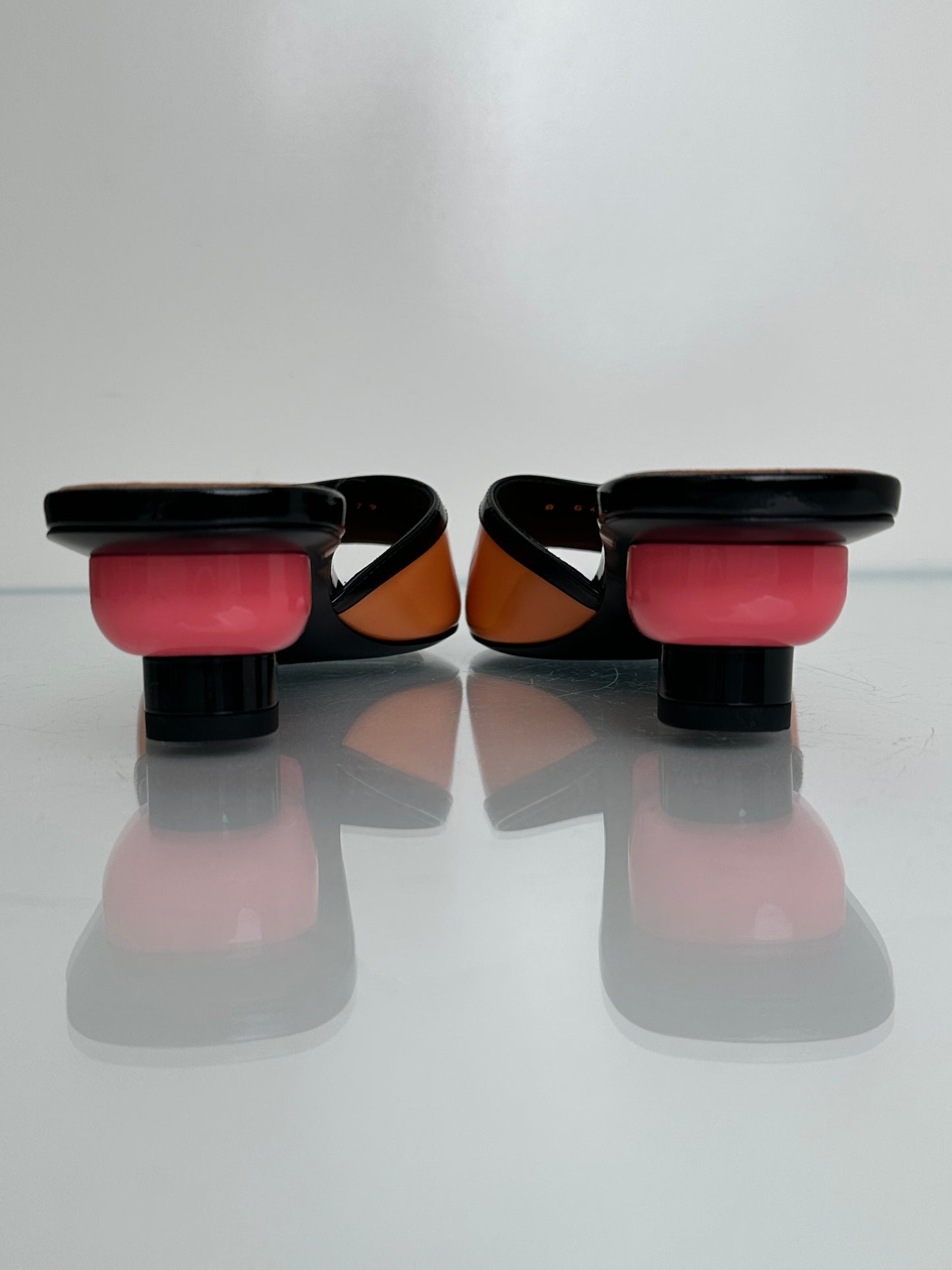 Chanel Orange & Pink Patent Kitten Heels, 39