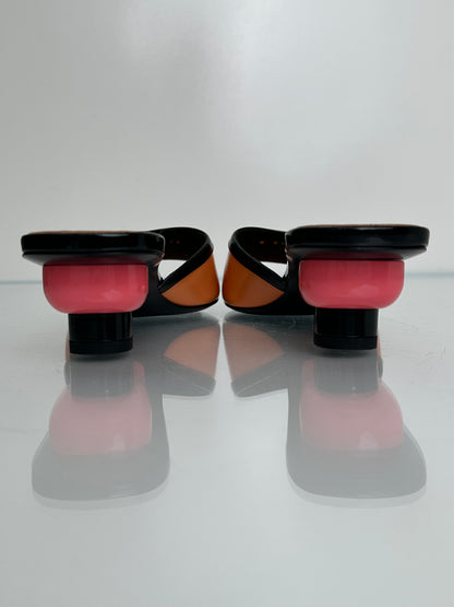 Chanel Orange & Pink Patent Kitten Heels, 39