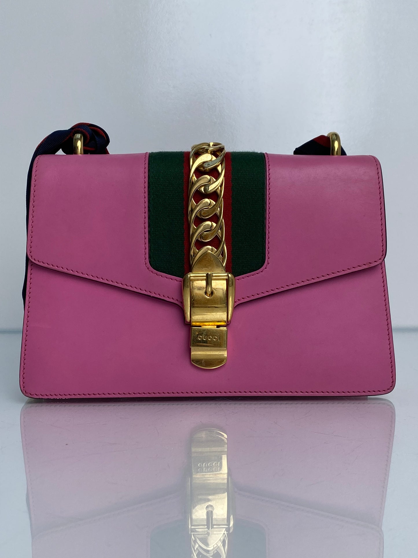 Gucci Pink Webstripe Sylvie Bag GHW
