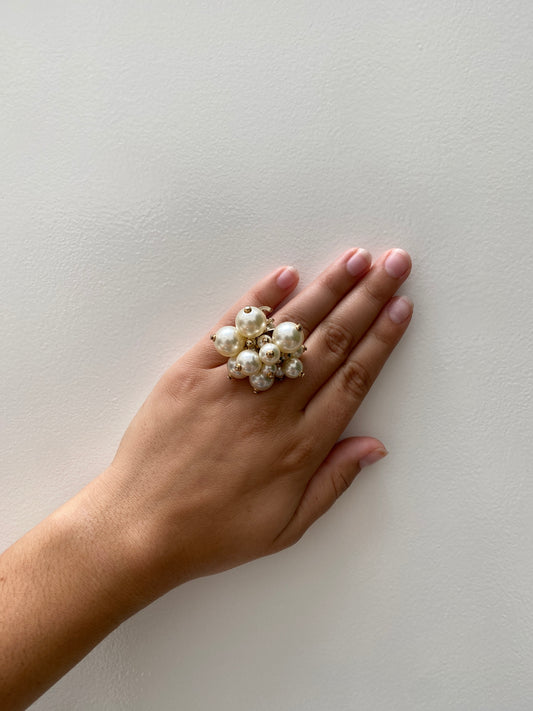 Chanel Gold Pearl Drop Ring, 6.25