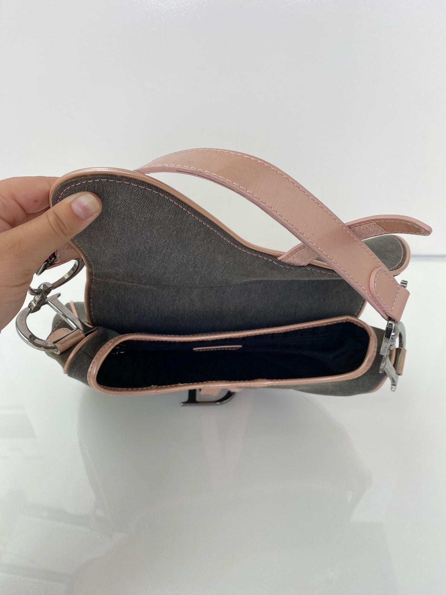 Christian Dior 2002 Denim/Pink Saddle Bag SHW