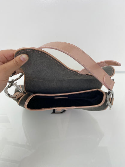 Christian Dior 2002 Denim/Pink Saddle Bag SHW