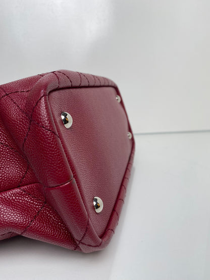 Chanel Burgundy & Black Quilted Tote Bag SHW