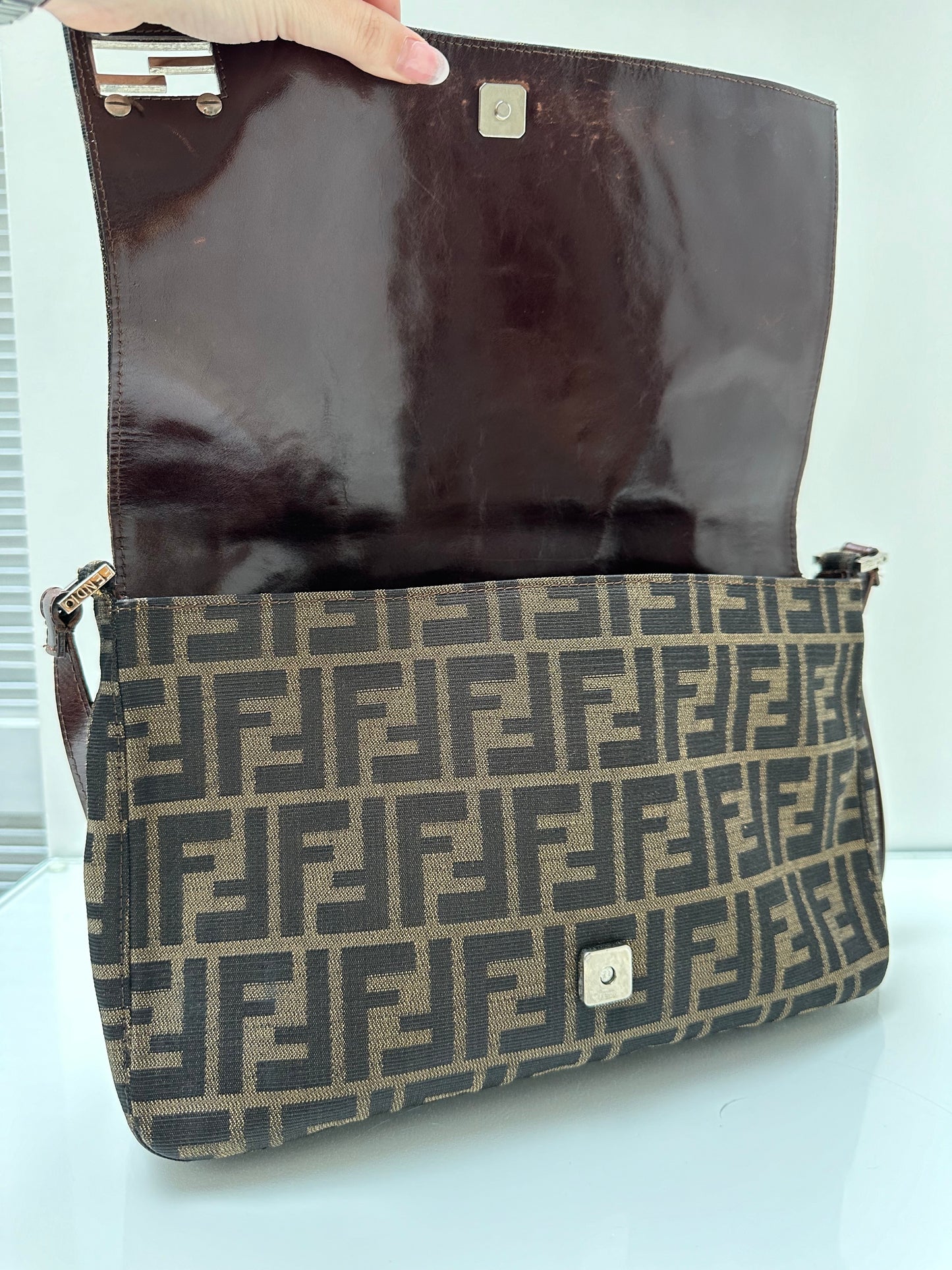 Fendi Vintage Brown Zucca Shoulder Bag